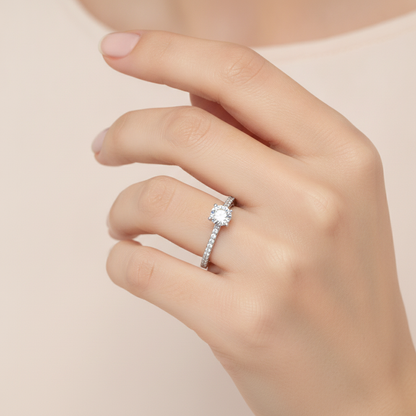 Mona Solitaire Ring In 925 Sterling Silver - Thirteen