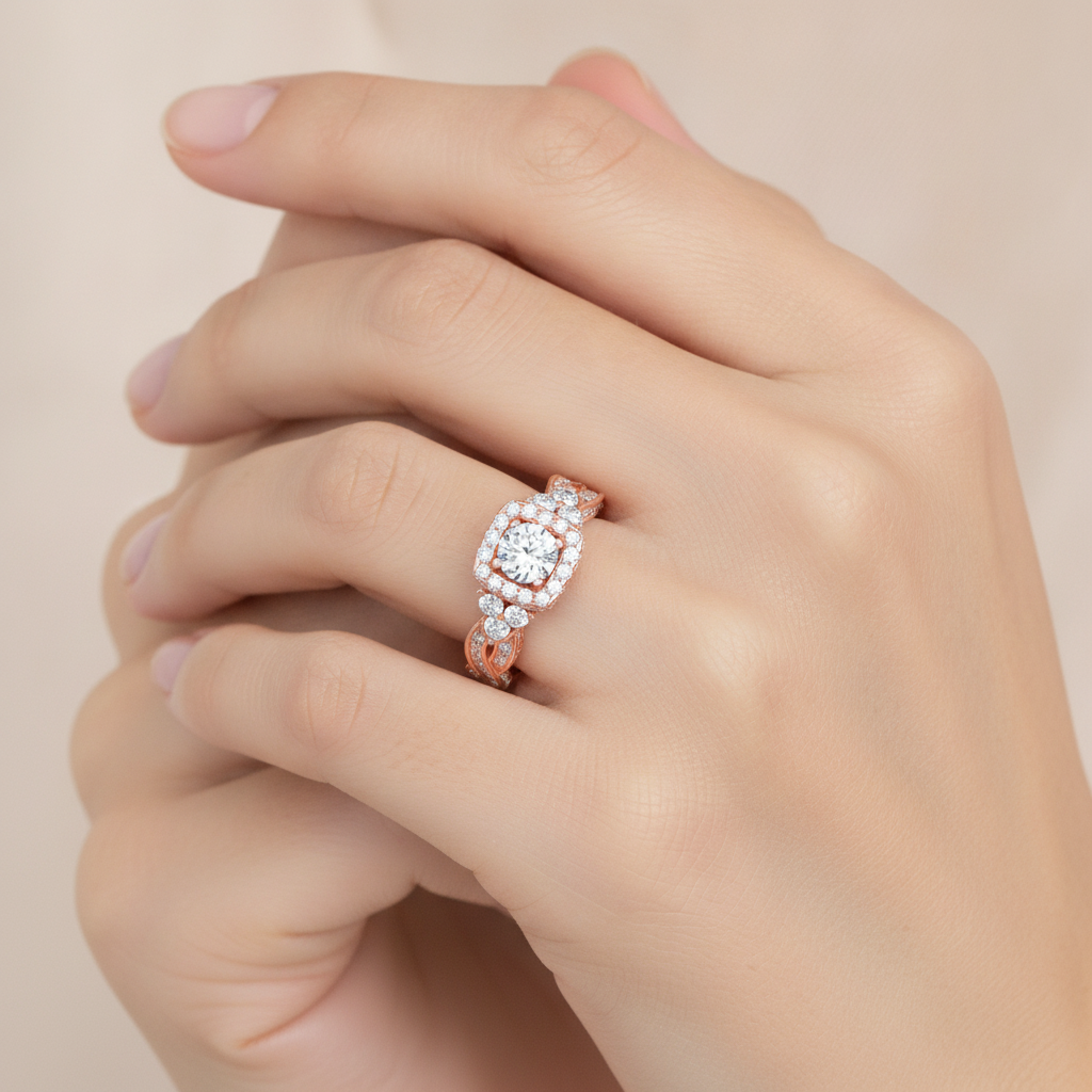 Warm Halo Ring In 925 Sterling Silver - Thirteen