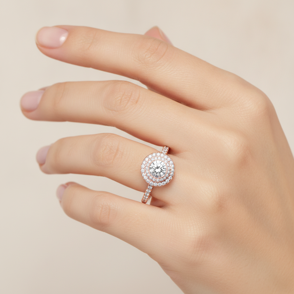 Dazz Halo Ring In 925 Sterling Silver - Thirteen