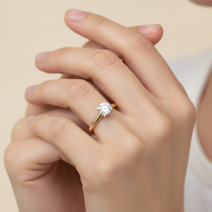 3 Ct Round Moissanite Cathedral Solitaire Engagement Ring In 925 Sterling Silver - Fourteen