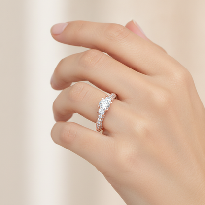 Vivir Tri Stone Ring In 925 Sterling Silver - Thirteen