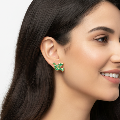 Emerald Pav Dachshund Dog Stud Earrings - Five