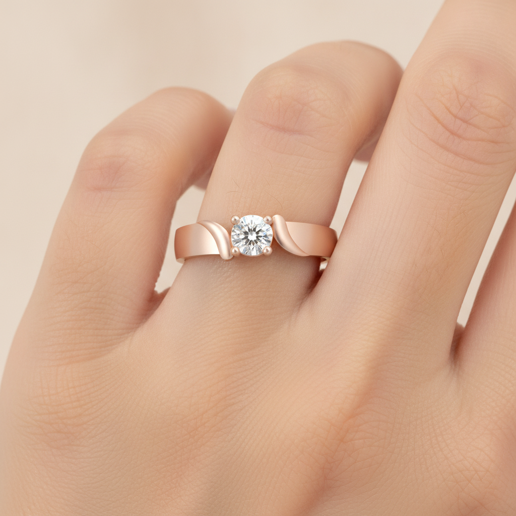 Puzzled Ping Solitaire Ring In 925 Sterling Silver - Thirteen