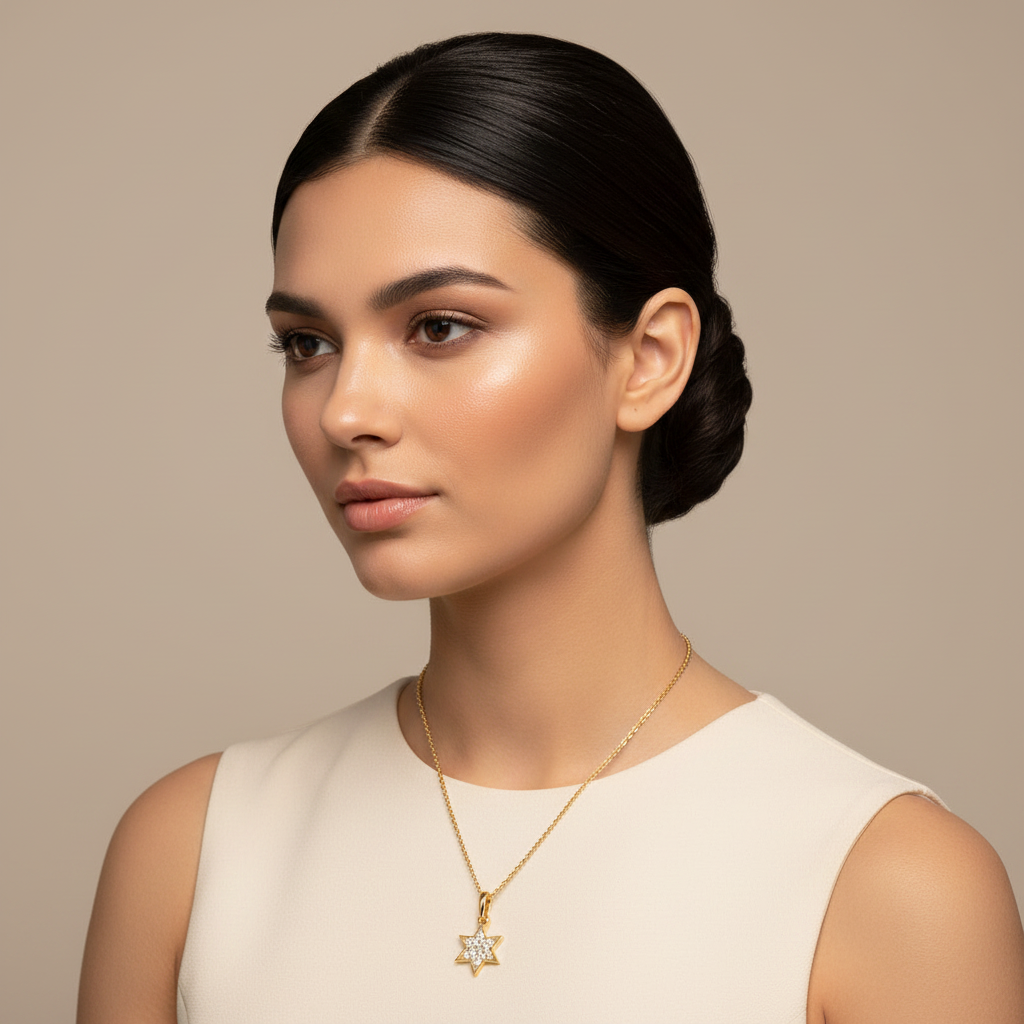 Pav Diamond Star Of David Pendant Necklace - Five