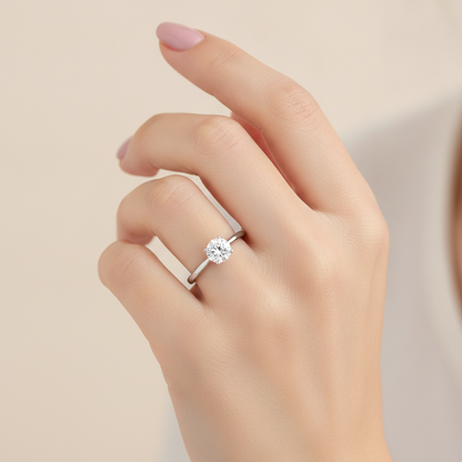 Epanoui Classic Solitaire Ring In 925 Sterling Silver - Fourteen