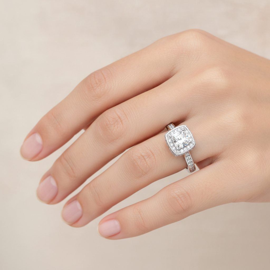 The Prodigious Halo Ring In 925 Sterling Silver - Thirteen