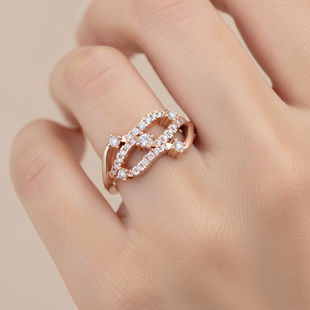 Bubble Diamond Band In 925 Sterling Silver - Fourteen