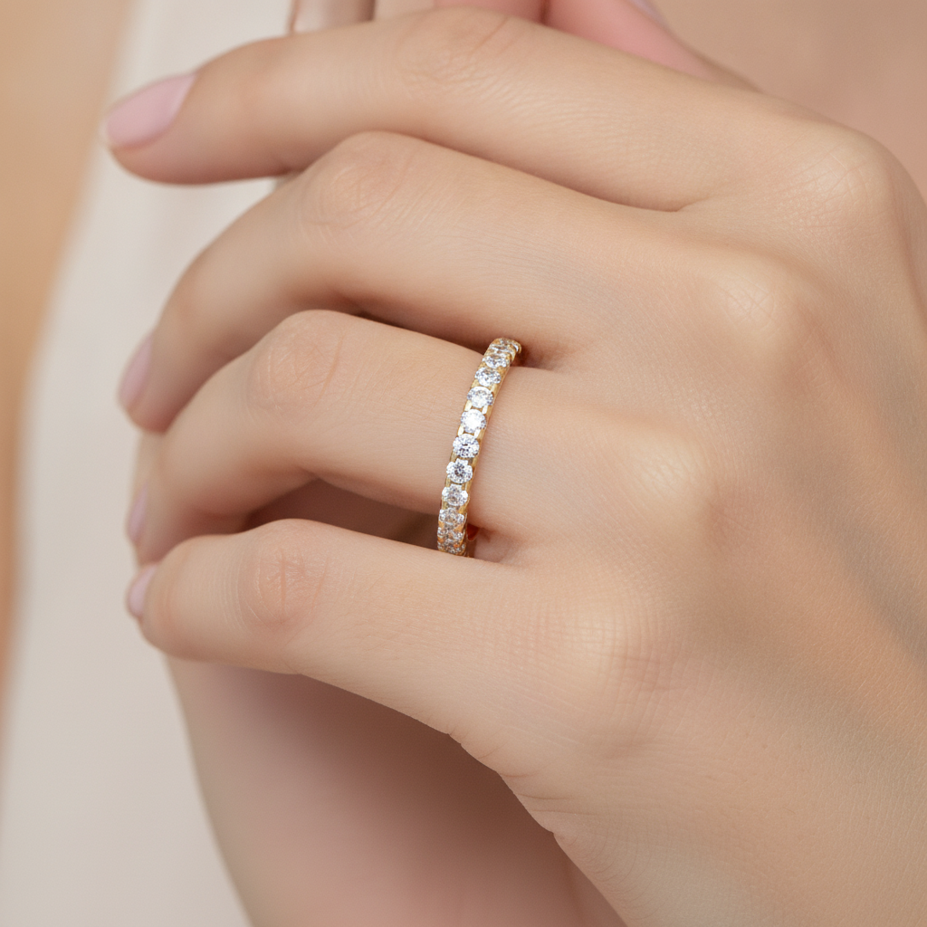Exquisite Eternity Band In 925 Sterling Silver - Thirteen