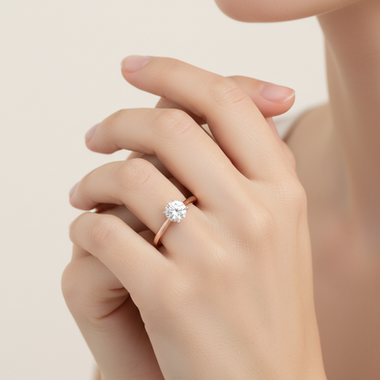 2 Ct Round Moissanite Cathedral Solitaire Engagement Ring in 925 Sterling Silver With Rhodium Plating