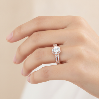 Rose Halo Ring In 925 Sterling Silver - Thirteen