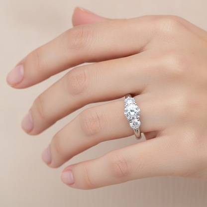 Pretty Three Round Shaped Diamond Ring - Thirteen