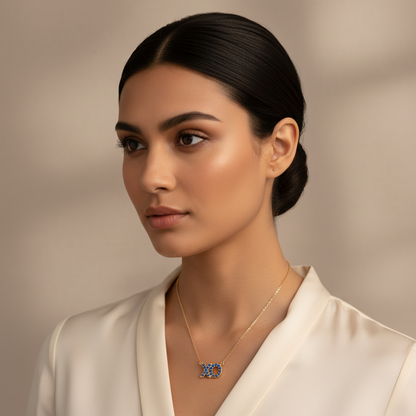 Blue Crystal Xo Pendant Necklace - Five