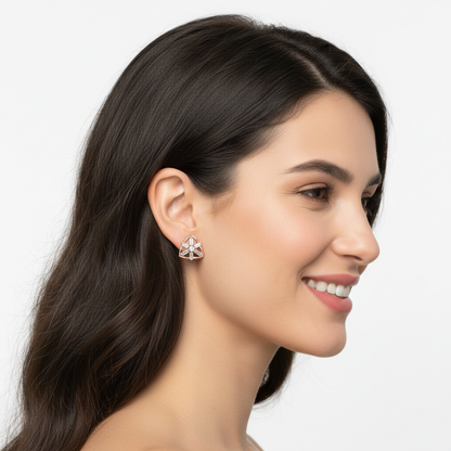 Baguette Diamond Unique Triangle Stud Earrings In Gold - Five