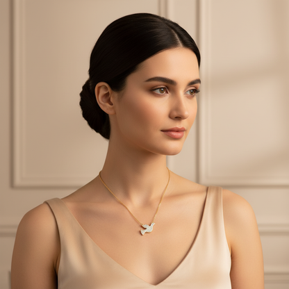 Pav Crystal Dove Pendant Necklace - Five