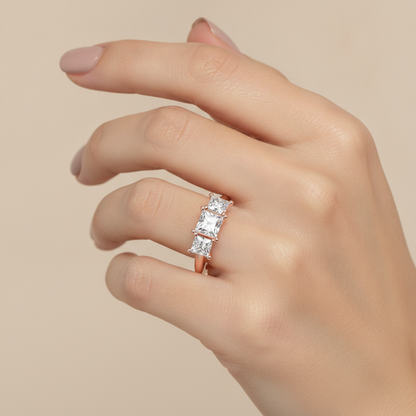 Warm Tri Stone Ring - Fourteen