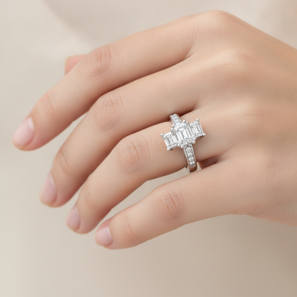 The Fashionable Three Stone Ring - Thirteen