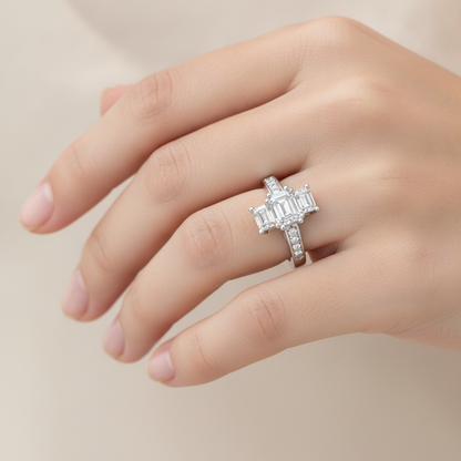 The Fashionable Three Stone Ring - Thirteen