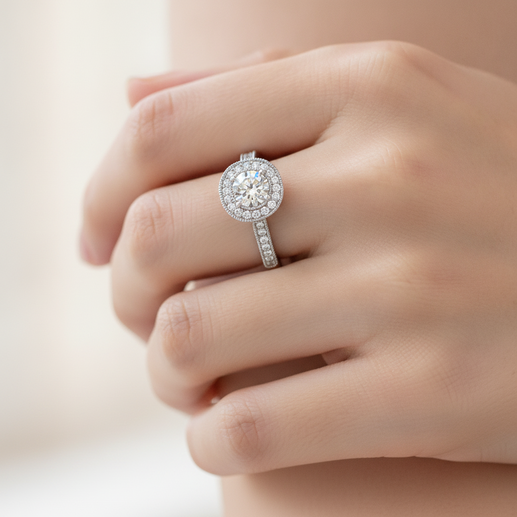 The Outstanding Halo Ring In 925 Sterling Silver - Thirteen