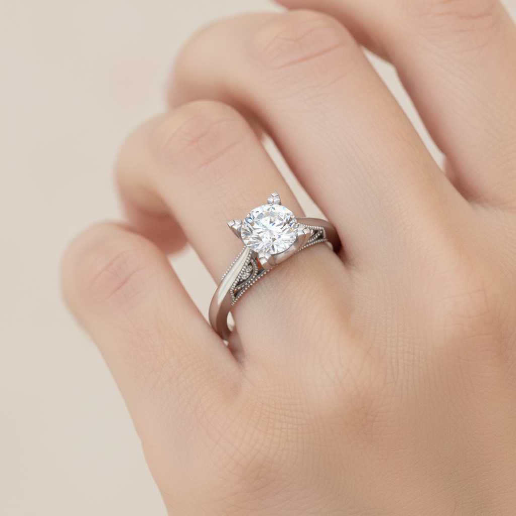 Pearl Perfect Solitaire Ring In 925 Sterling Silver - Fourteen