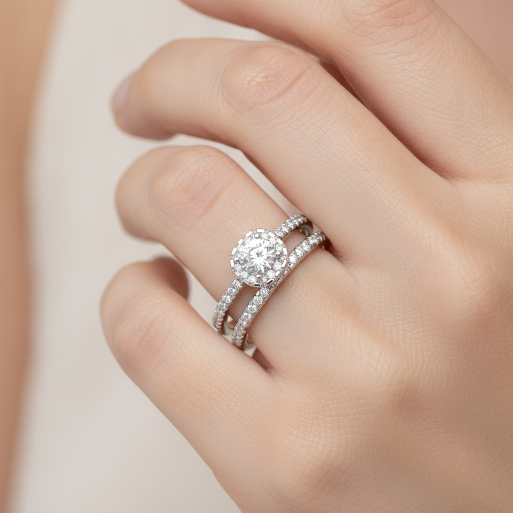 Oriental Bridal Ring Set In 925 Sterling Silver - Thirteen
