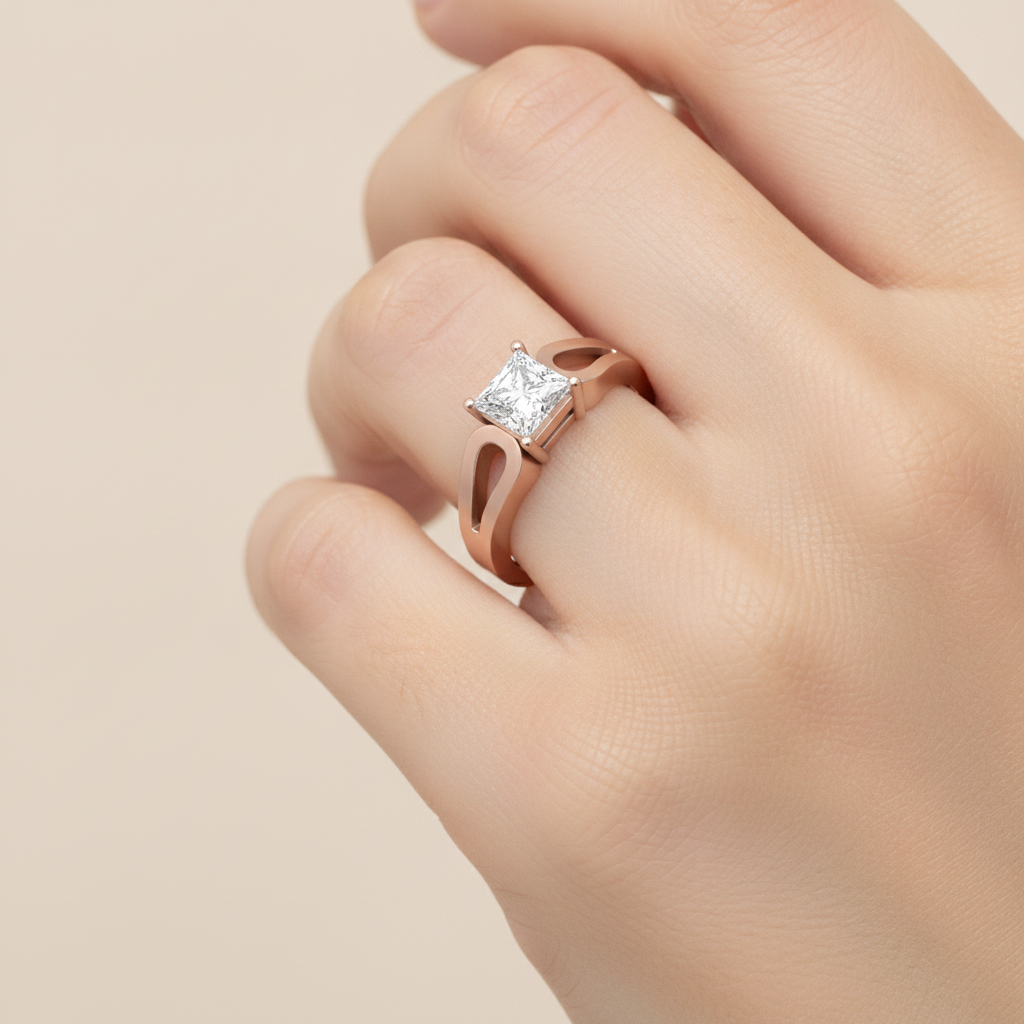Classy Loop Solitaire Ring In 925 Sterling Silver - Thirteen