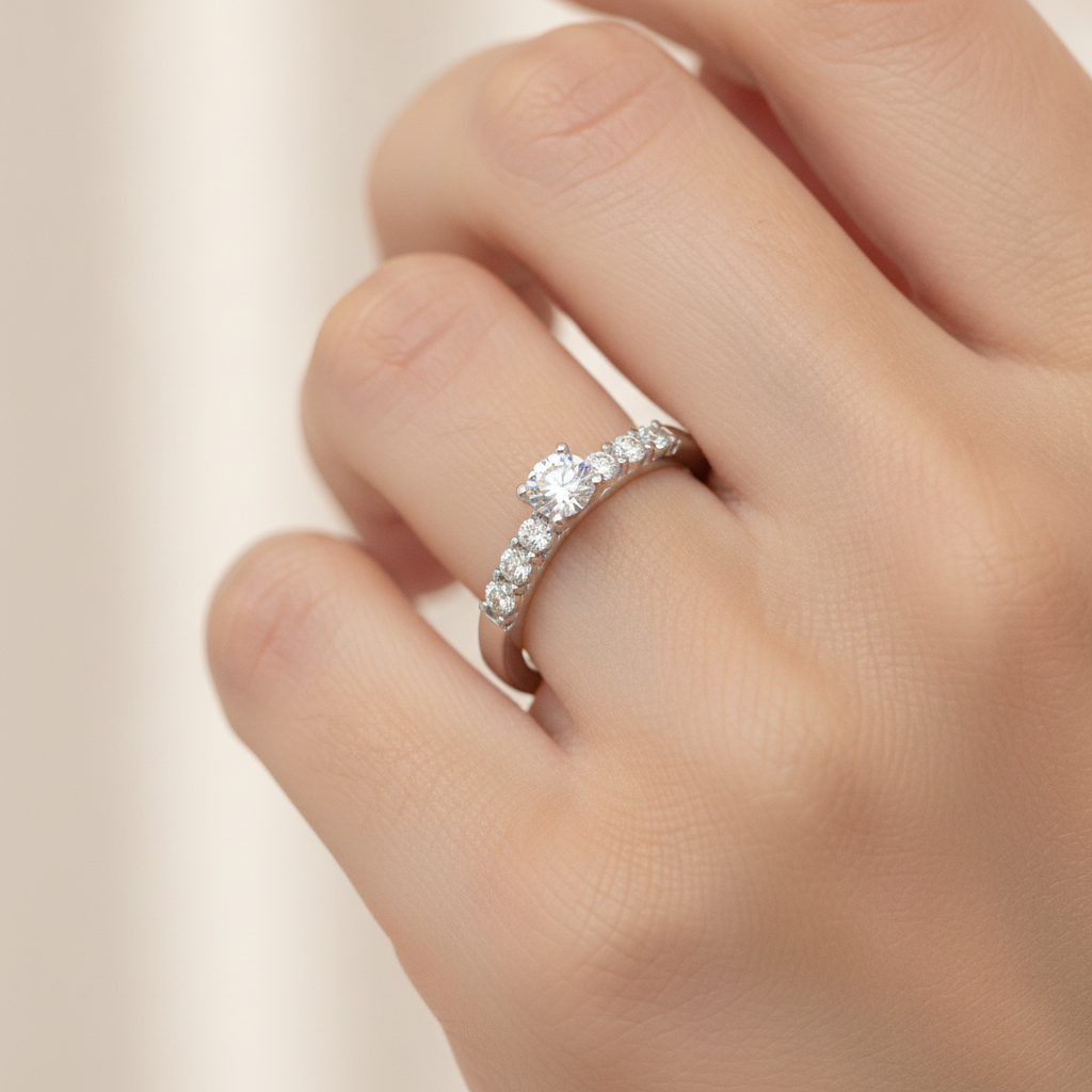 Elevated Solitaire Ring In 925 Sterling Silver - Thirteen