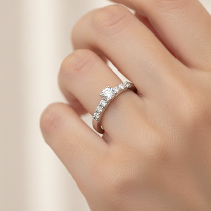 Elevated Solitaire Ring In 925 Sterling Silver - Thirteen
