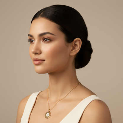 Pav Spade Disc Pendant Necklace - Five