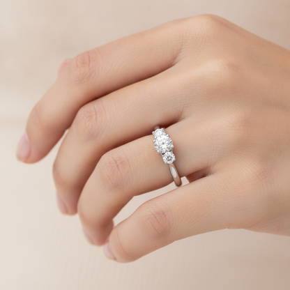 Trio Round Diamond Engagement Ring - Thirteen