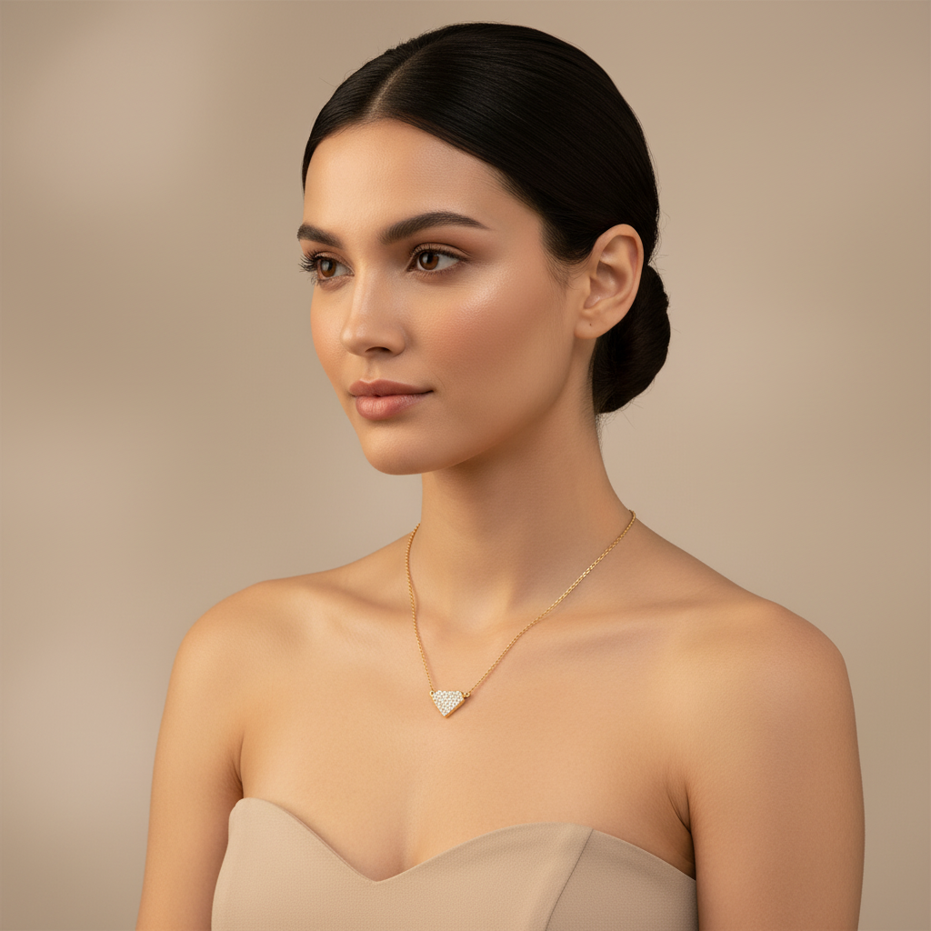 Pav Diamond Shield Pendant Necklace - Five