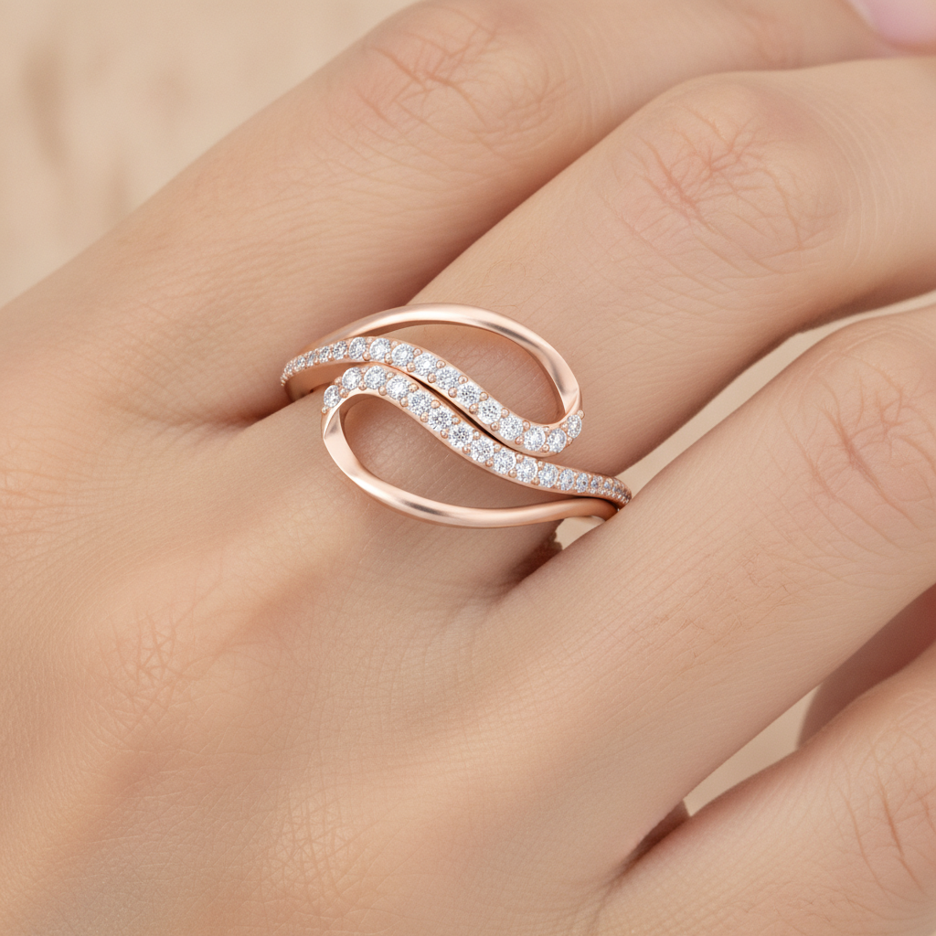 Sparkling Twin Ring In 925 Sterling Silver - Thirteen