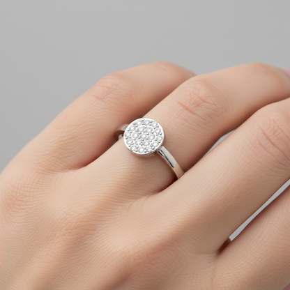 Pav Diamond Cluster Ring With Slim Band - Eight