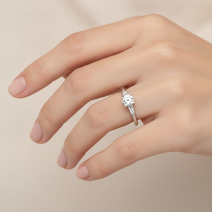 Dazzling Solitaire Ring In 925 Sterling Silver - Thirteen