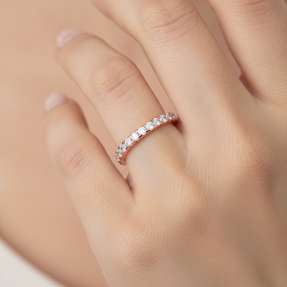 Lively Half Eternity Wedding Band In 925 Sterling Silver - Fourteen