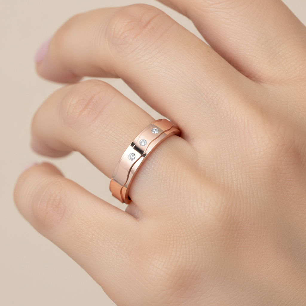 Fleurette Tri Stone Band In 925 Sterling Silver - Thirteen