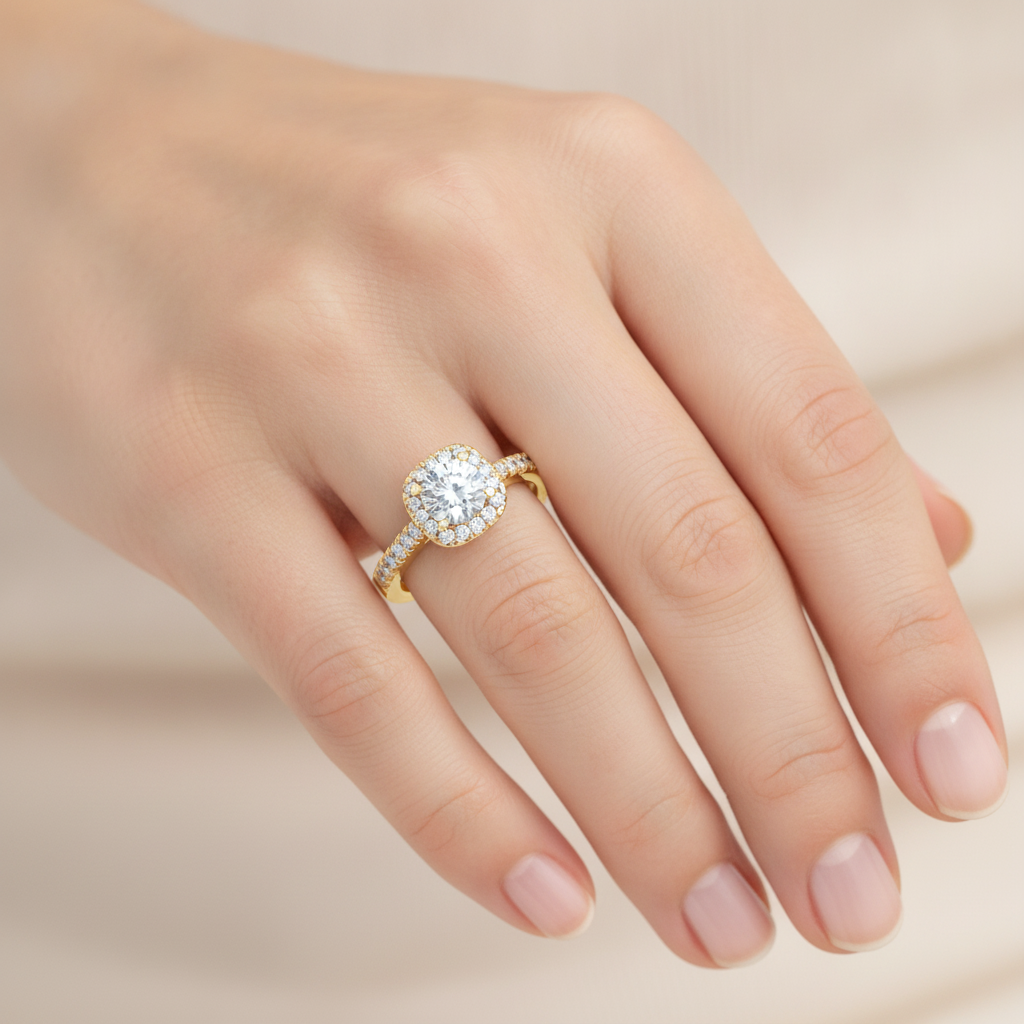 Bern Halo Diamond Engagement Ring In 925 Sterling Silver - Thirteen