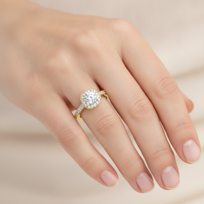 Bern Halo Diamond Engagement Ring In 925 Sterling Silver - Thirteen