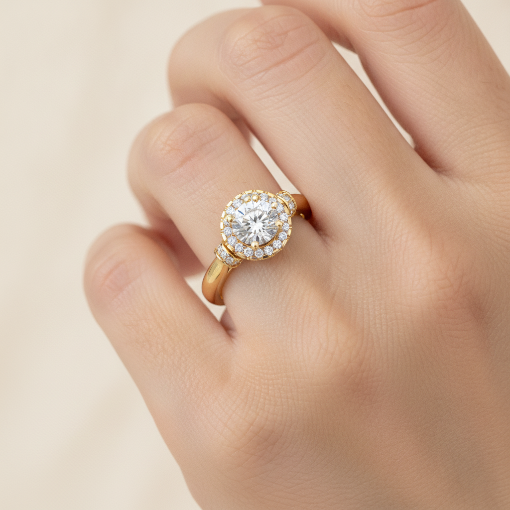 Shelly Halo Ring In 925 Sterling Silver - Thirteen