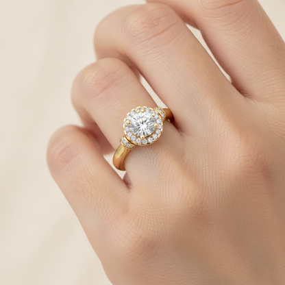 Shelly Halo Ring In 925 Sterling Silver - Thirteen