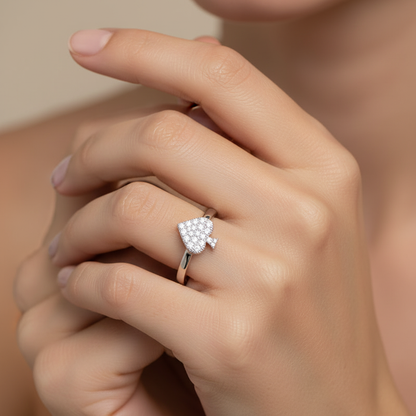 Pav Diamond Spade Stackable Ring - Eight