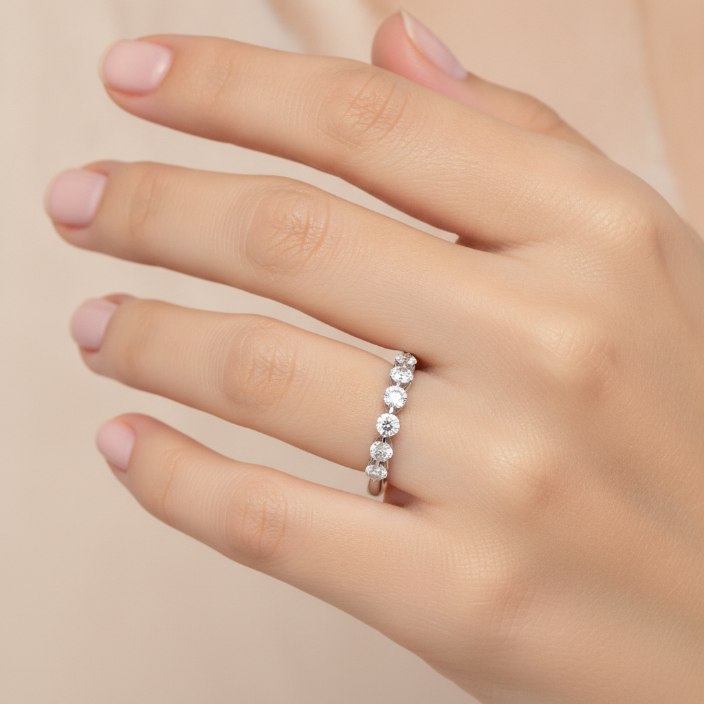 Aurora Seven Stone Ring In 925 Sterling Silver - Thirteen