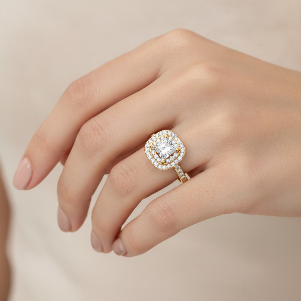 Exceptional Halo Diamond Engagement Ring - Thirteen