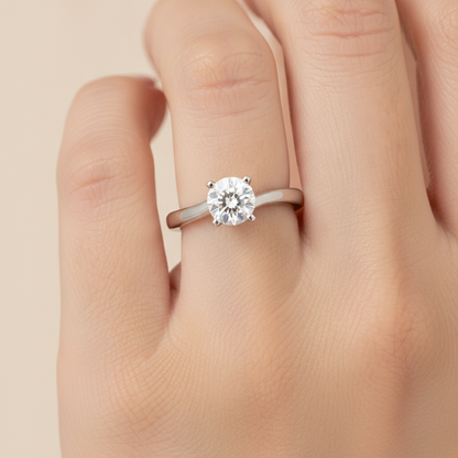 Lithe Solitaire Ring In 925 Sterling Silver - Thirteen