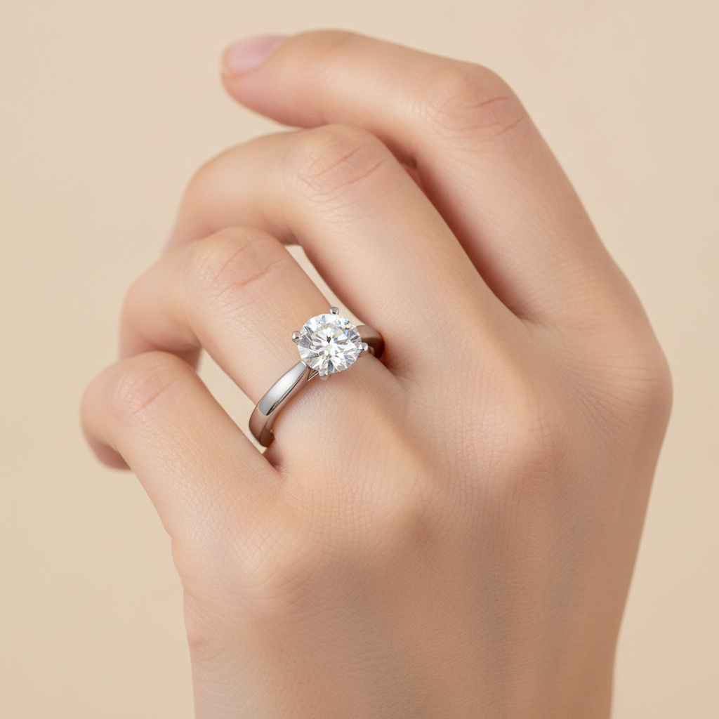 Doux Classic Solitaire Ring In 925 Sterling Silver - Thirteen