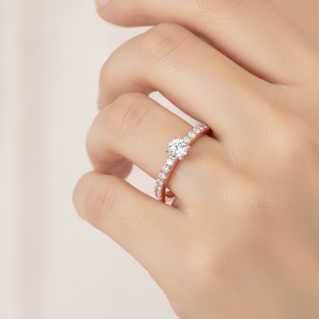 Eccentric Solitaire Ring In 925 Sterling Silver - Thirteen