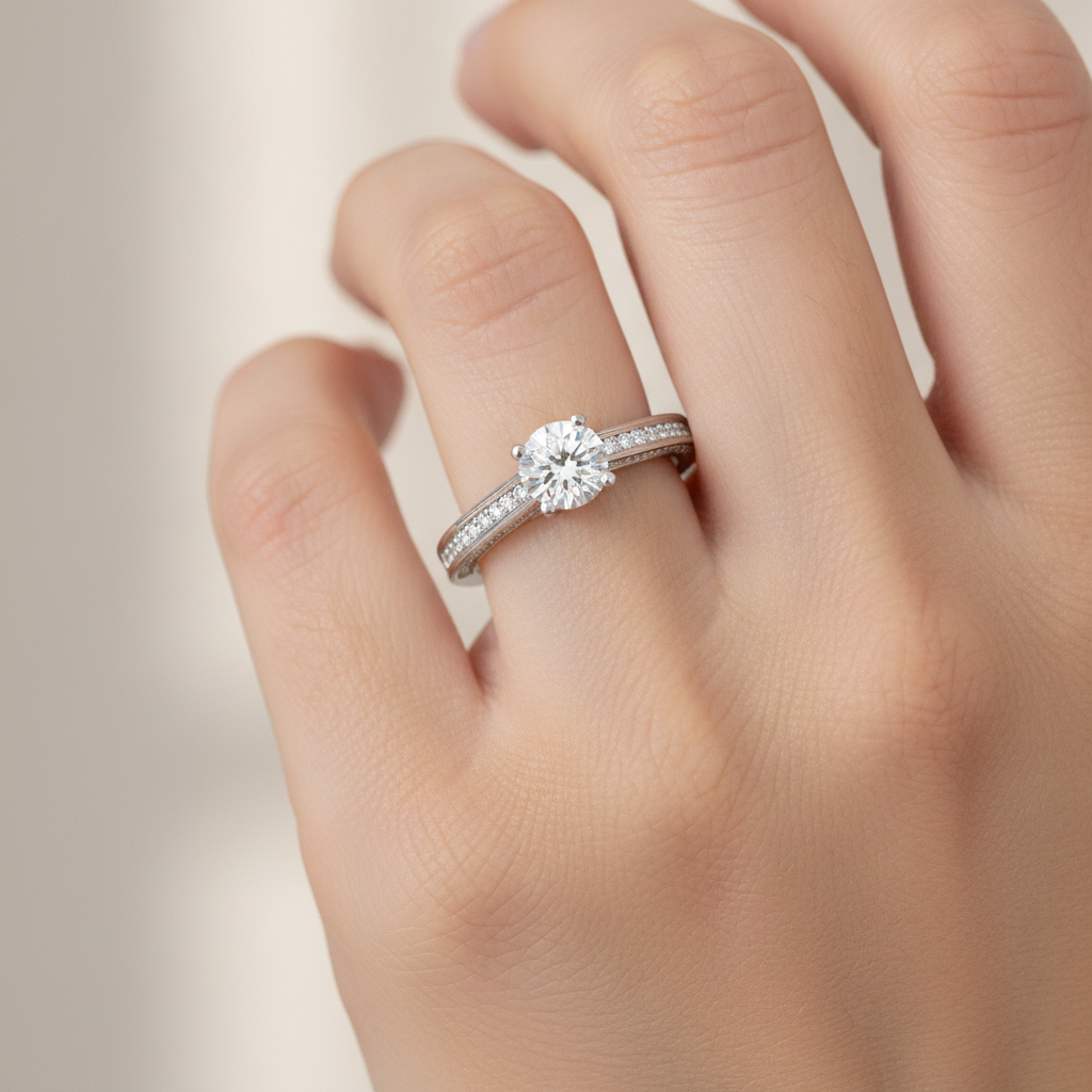 Caricia Solitaire Ring In 925 Sterling Silver - Thirteen