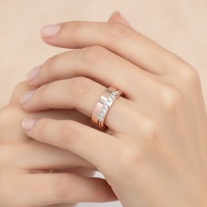 Bella Rosa Diamond Broad Band In 925 Sterling Silver - Thirteen