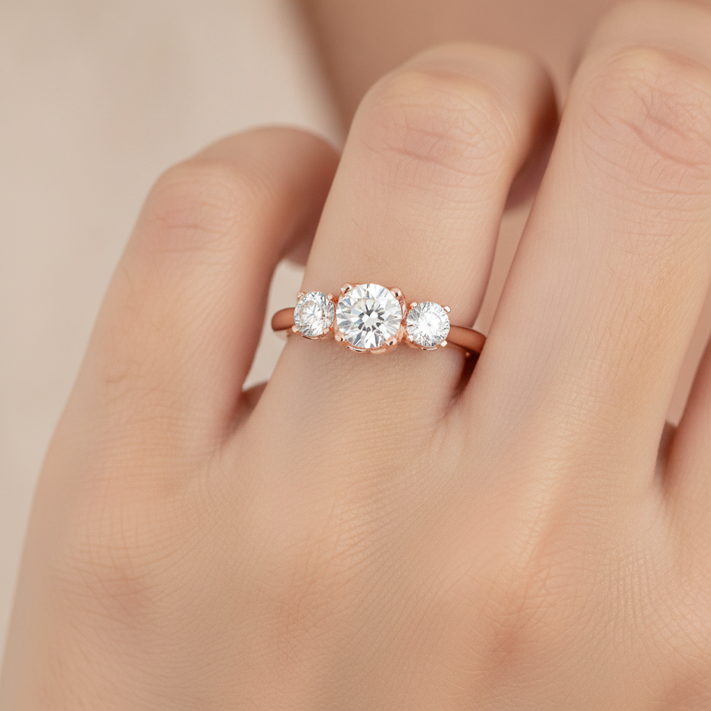 Lucent Tri Stone Ring In 925 Sterling Silver - Thirteen