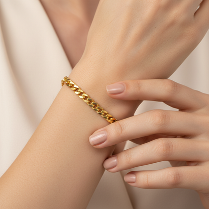 Cuban Link Chain Bracelet With S Hook - Six