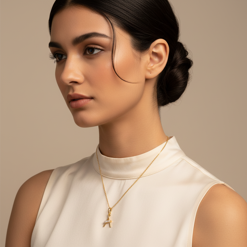 Triangle Pendant Necklace With Pav Crystal Bar Accent - Five